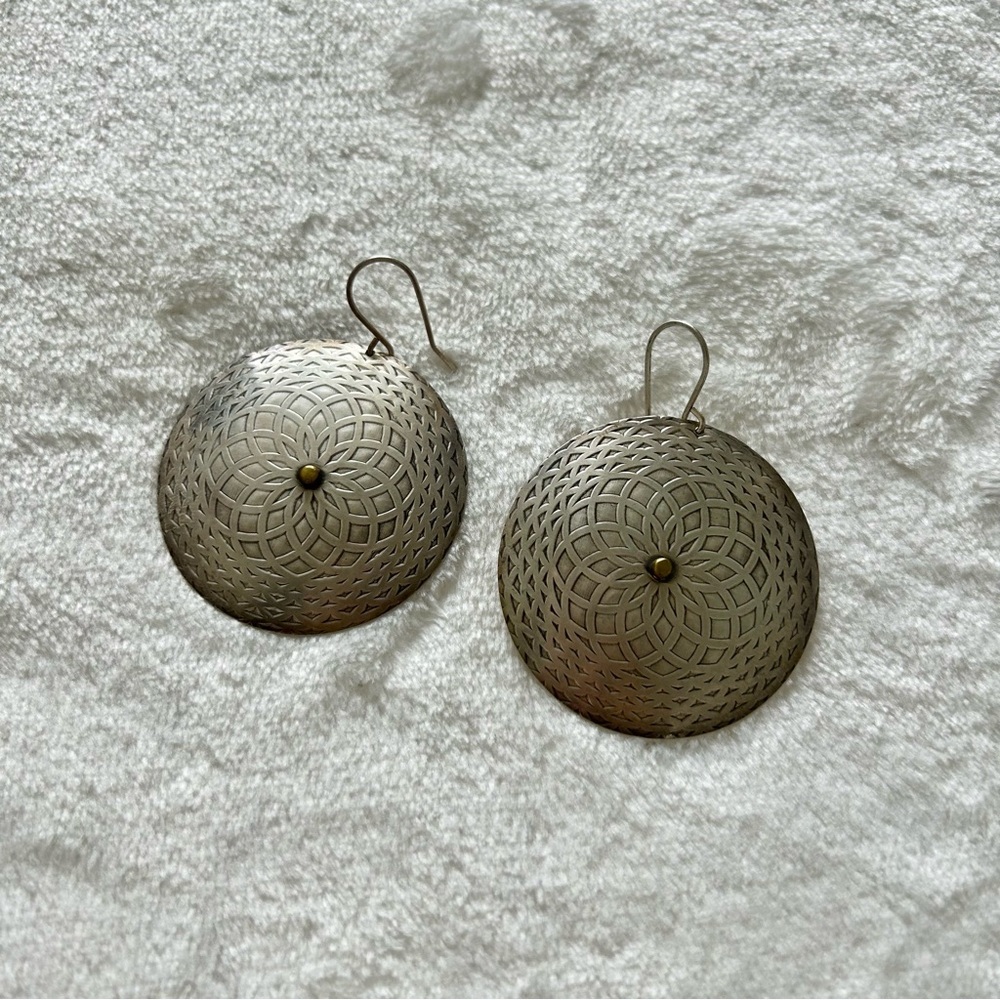 Vintage Silver Patterned Dangle Earrings